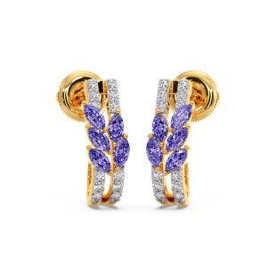 Lavani Diamond And Gemstone Half Hoop Earrings