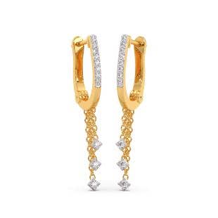 Three Squared Diamond Hoop Earrings