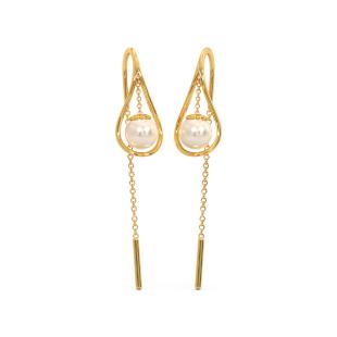 Loop A Pearl Gold Sui Dhaga Earrings