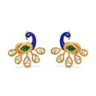 Royal Blues Peacock Diamond And Gemstone Stud Earrings