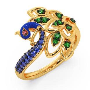 Serenity Peacock Gold And Gemstone Ring
