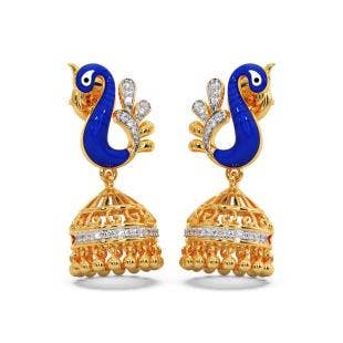 Glorious Peacock Diamond Jhumka Earrings