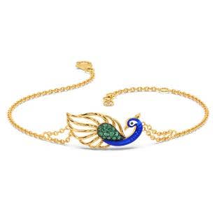 First Flight Peacock Gold And Gemstone Chain Bracelet
