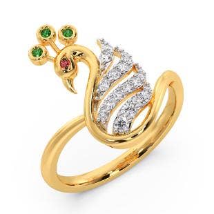 Crowned Jewel Peacock Diamond And Gemstone Ring
