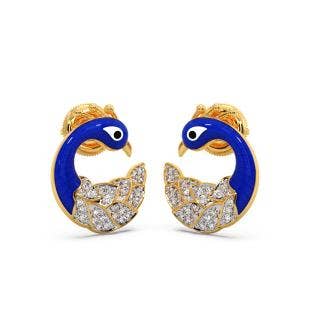 Radiant Peacock Diamond Stud Earrings