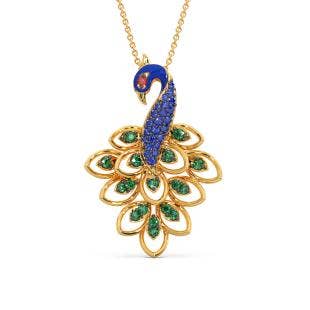 Perfect Plume Peacock Gold Pendant