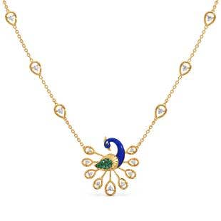 Supreme Splendor Peacock Diamond And Gemstone Delicate Necklace