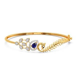 Mayuri Mehndi Peacock Diamond And Gemstone Oval Bracelet