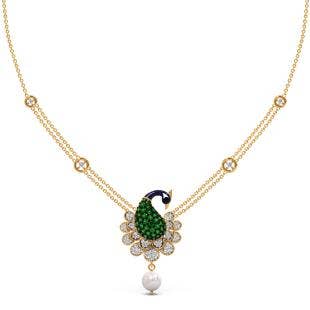 Royal Peacock Pearl Diamond Collar Necklace