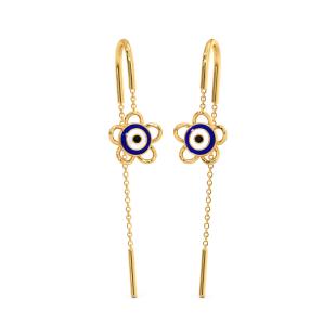 Marushika Gold Evil Eye Sui Dhaga Earrings