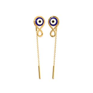 Manaswini Gold Evil Eye Sui Dhaga Earrings
