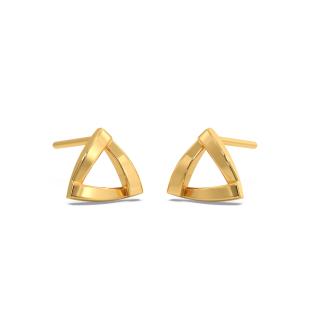 Tri Glam Gold Stud Earrings