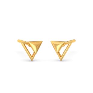 Inverted Triangle Gold Stud Earrings