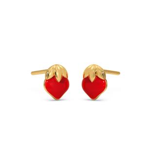 Mini Strawberry Gold Stud Earrings