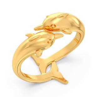 Dancing Dolphins Gold Ring