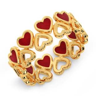 Colorful Hearts Eternity Gold Band