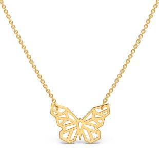 Butterfly Graphic Cut Gold Pendant Necklace