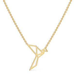 Flying Graphic Cut Gold Pendant Necklace