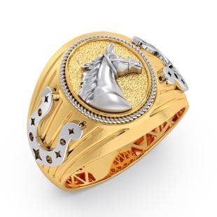 Cavalo Horse Gold Mens Ring