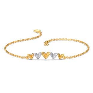 Origami Hearts Gold Chain Bracelet