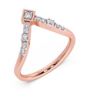 Sequar square Diamond V Ring