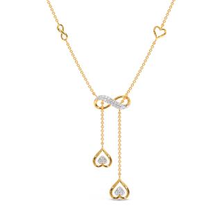Dangling Hearts Diamond Lariat Necklace