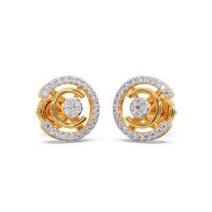 Crescent Discs Diamond Stud Earrings