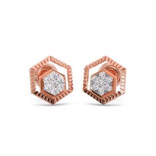 Hexagon Fleur Diamond Stud Earrings
