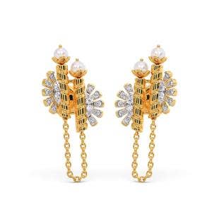 Crescent Sun Pearl Diamond Multiwear Earrings