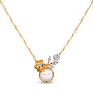 Floral Rush Pearl Diamond Pendant Necklace