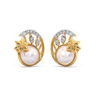 Starling Pearl Diamond Stud Earrings