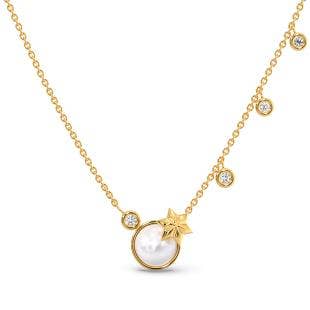 Morning Star Pearl Diamond Charm Necklace