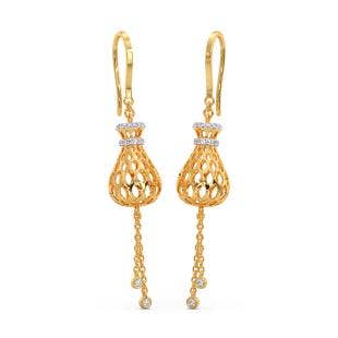 Mesh Potli Diamond Dangle Earrings