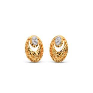 Moon Mesh Diamond Stud Earrings