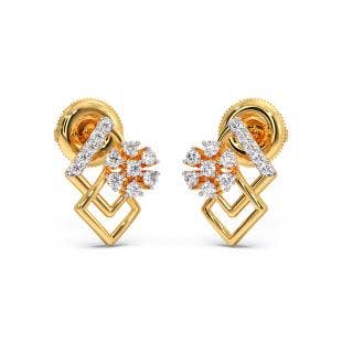 Squared Fleur Diamond Stud Earrings
