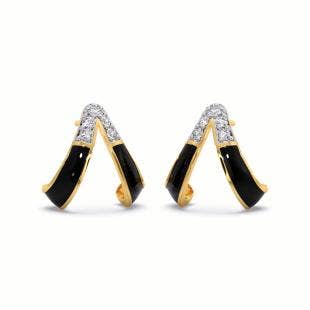 Black Raven Diamond Half Hoop Earrings