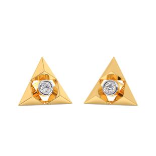 Pyramid Contours Diamond Stud Earrings