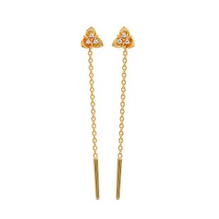 Triangular Florid Diamond Sui Dhaga Earrings