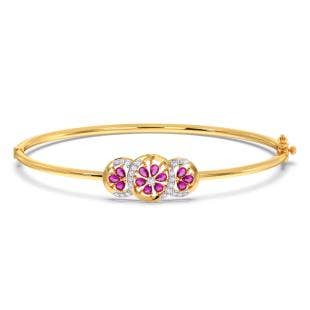 Floral Charm Diamond And Gemstone Oval Bracelet