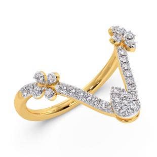 Plain Glimmer Diamond V Ring