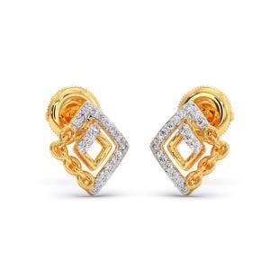 Square Links Diamond Stud Earrings