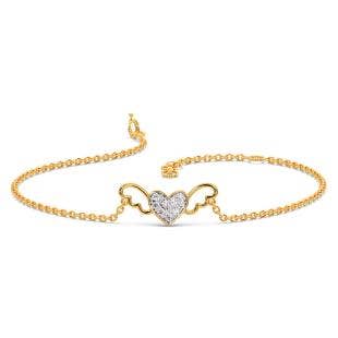 Winged Heart Diamond Chain Bracelet