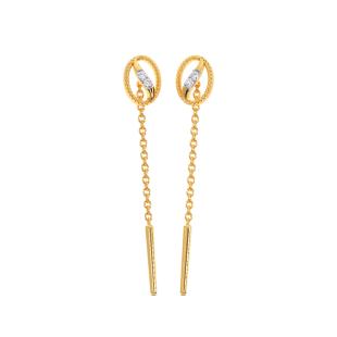Round Swirl Diamond Sui Dhaga Earrings
