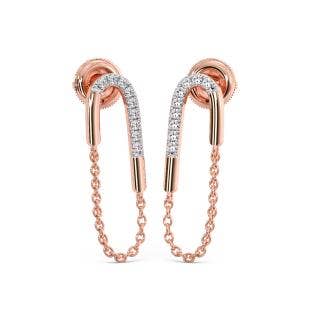 Safety Pin Diamond Dangle Earrings