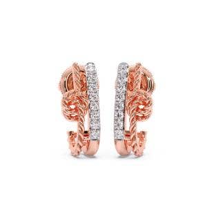 Parallel Knots Diamond Half Hoop Earrings