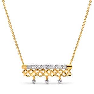 Golden Braid Diamond Pendant Necklace