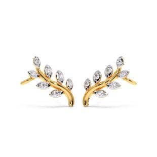 Leafy Melody Diamond Stud Earrings