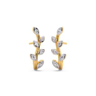 Leaf Embrace Diamond Half Hoop Earrings