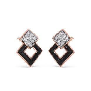 Dark Geometry Diamond Stud Earrings