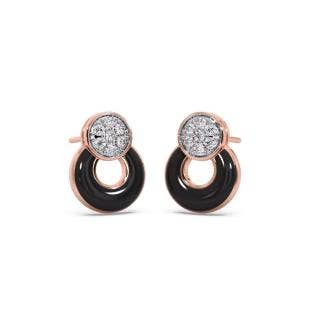 Dark Spiral Diamond Stud Earrings